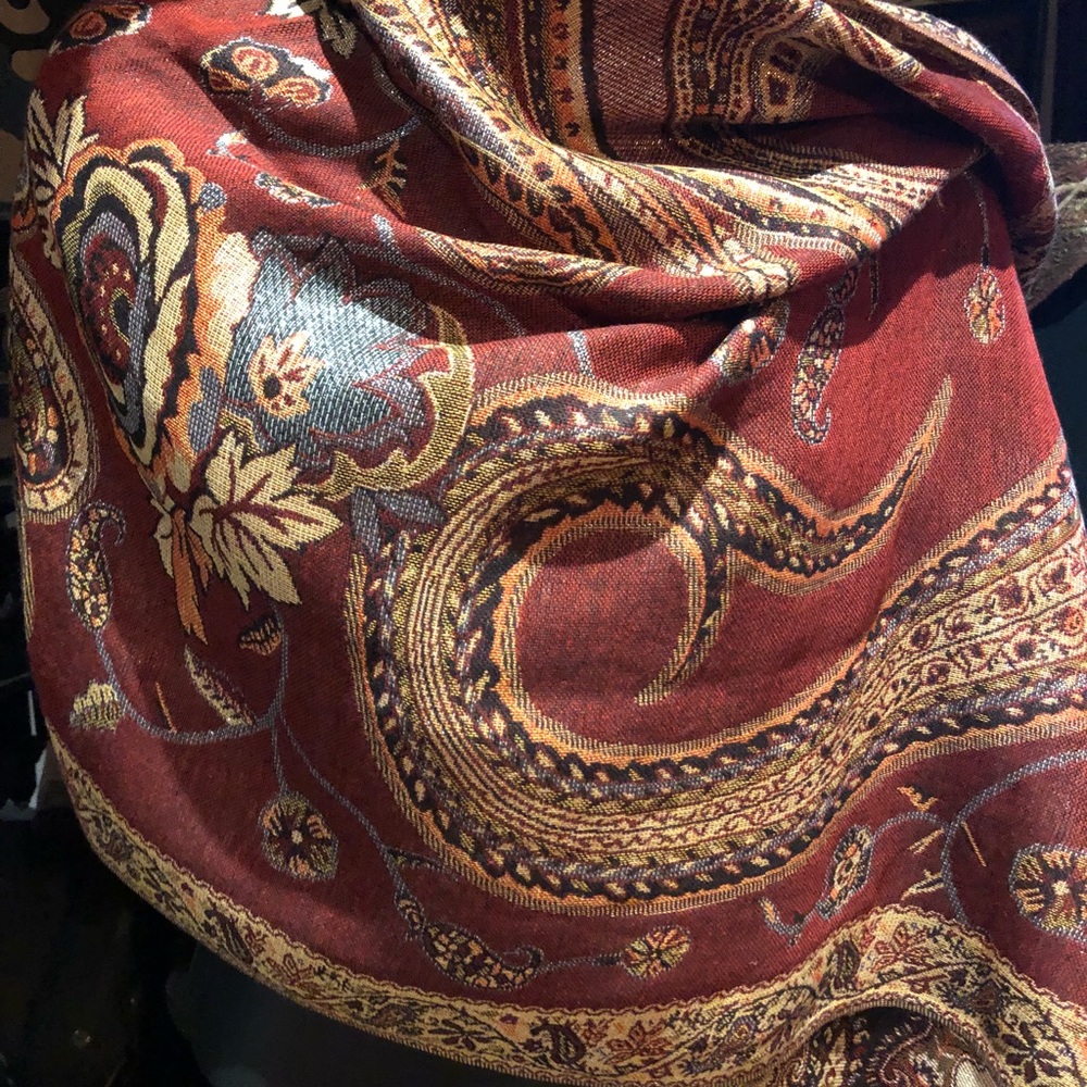 Vintage styled Red Paisley Pashmina Shawl
